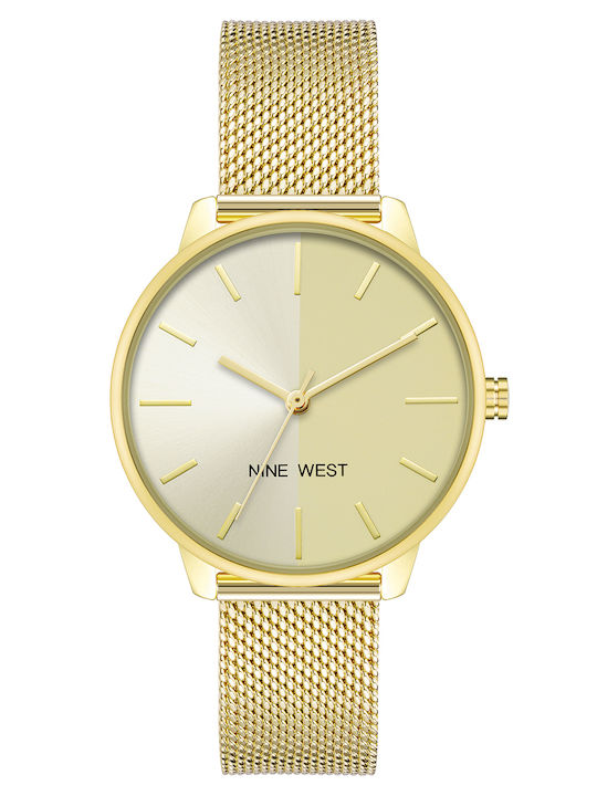 Nine West Дамски Часовник с Златист Метална Гривна