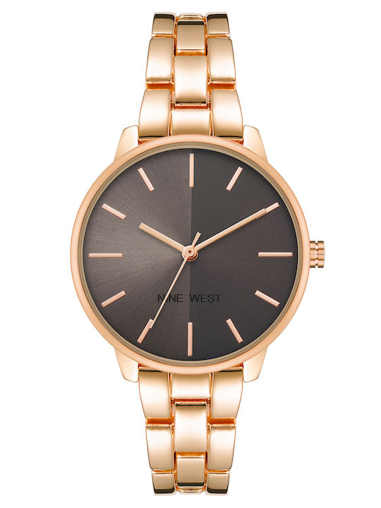 Nine West Damen Uhr mit Rose Gold Metallarmband