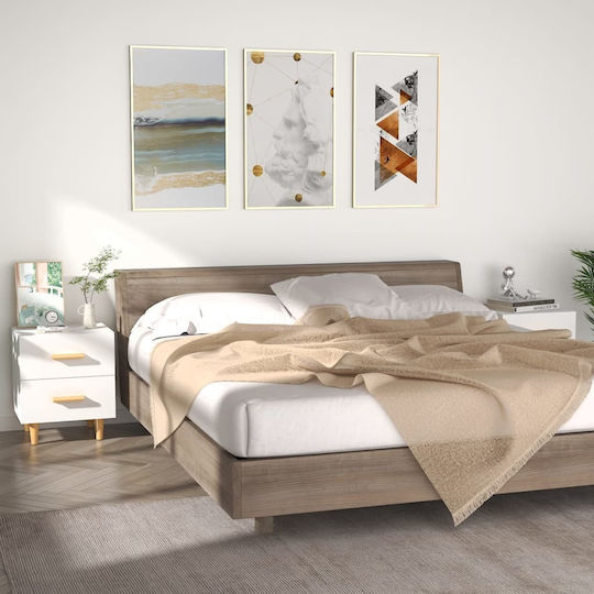 Κομοδίνα Ξύλινα Λευκά 2τμχ 40x35x47.5cm