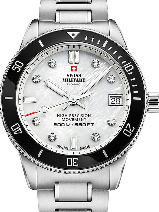 Swiss Military by Chrono Diver Women's Watch with Silver Metal Bracelet