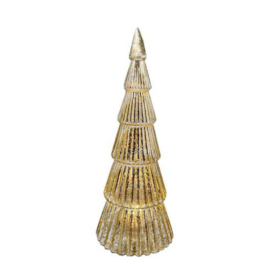 Christmas Decorative Illuminated Glass Tree Cone 21cm Gold