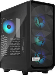 Fractal Design Meshify 2 Compact Lite Gaming Midi Tower Computer Case with Window Panel and RGB Lighting RGB Black TG Light Tint