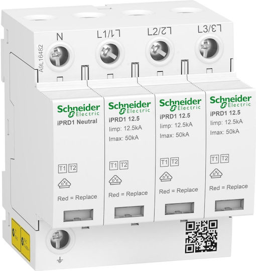 Schneider Electric Acti 9 iPRD1 Антикерни панел Тип T1 / T2 Четириполюсен Максимален изходен ток 12.5kA