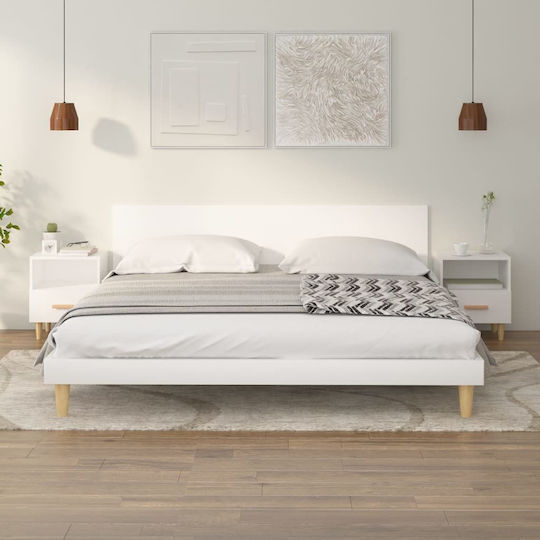 Комоди Дървени Бели 2бр 40x35x47см