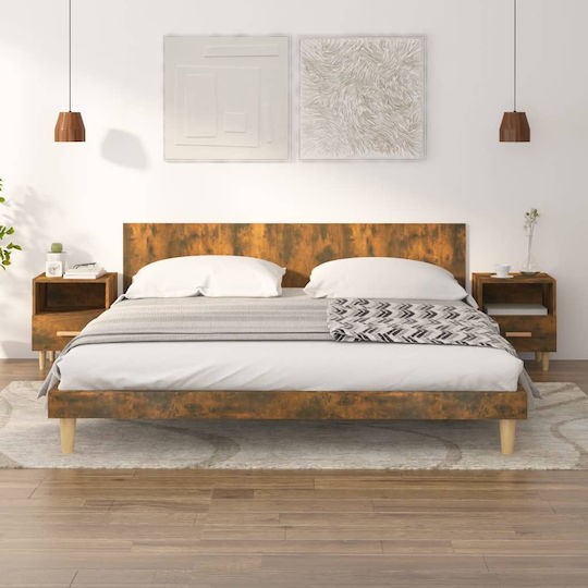 Κομοδίνα Ξύλινα Καπνιστή Δρυς 2τμχ 40x35x47cm