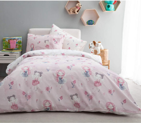 Vesta Home Σετ Σεντόνια Μονά Βαμβακερά Sissy Ροζ 170x260cm 3τμχ