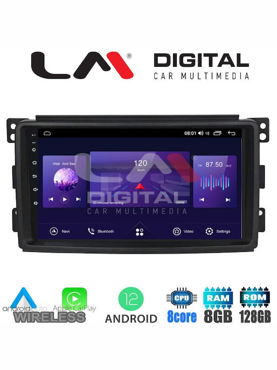 LM Digital Auto-Audiosystem für Smart FürZwei / FürVier 2007-2010 (Bluetooth/USB/AUX/WiFi/GPS/Apple-Carplay/Android-Auto) mit Touchscreen 9"