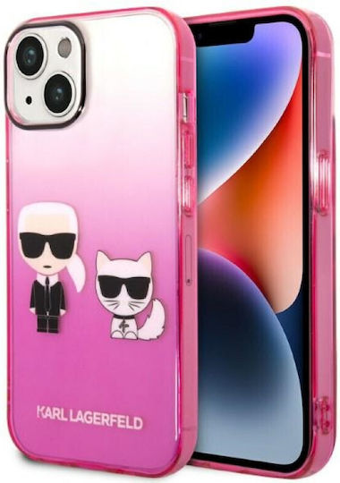 Karl Lagerfeld Ikonik Karl & Choupette Back Cover Πλαστικό Pink Gradient (iPhone 14 Plus)