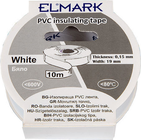 Elmark Bandă De Izolare 19mm x 10m Albă