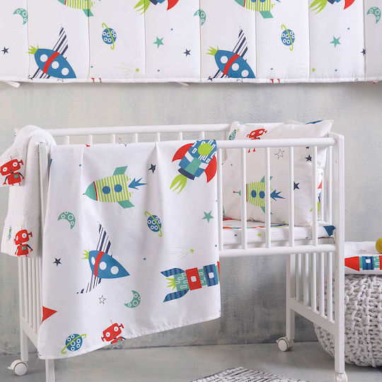Rythmos Baby Bettbezug Set mit Kissenbezug Astronio Weiß 110x160cm.