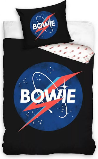 Carbotex Set Copertă de Pătuț cu Față de Pernă David Bowie Neagră 140x200cm.