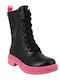 Iva Anatomical Leather Kids Boots with Laces Black