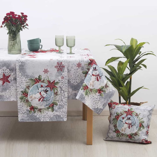 Dimeco 8935 Christmas Tablecloth Runner Fabric Gray L140xW45cm.