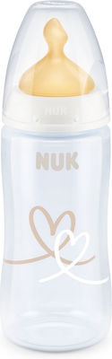 Nuk Plastic Bottle First Choice Plus Temperature Control Anti-Colic with Silicone Nipple for 0-6 months White Hearts 300ml 1pcs 10.527.839