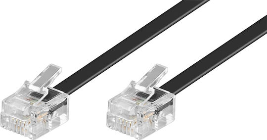 Lineme Flat Telephone Cable RJ11 6P4C 10m Black (12-05032-2)