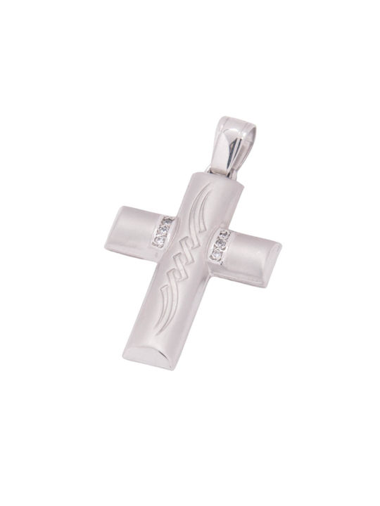 Men's White Gold Cross 14K