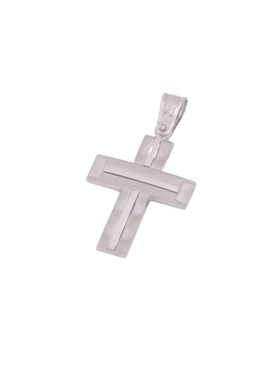 Men's White Gold Cross 14K