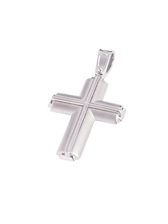 Men's White Gold Cross 14K