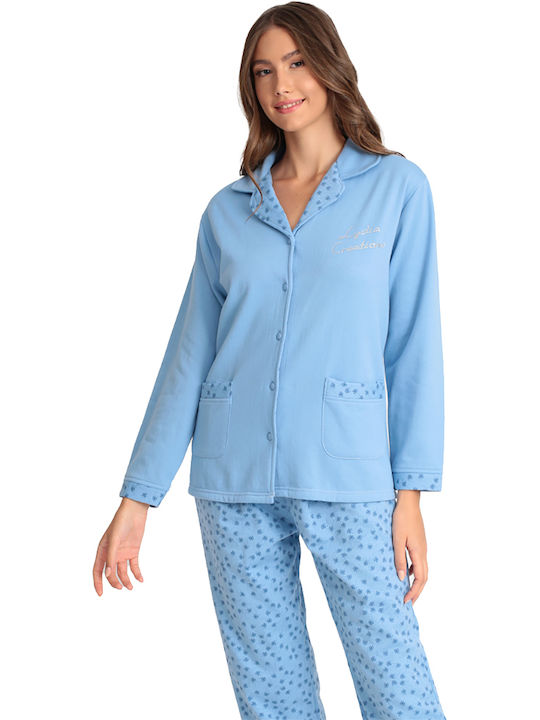 Lydia Creations Winter Women's Pyjama Set Light Blue