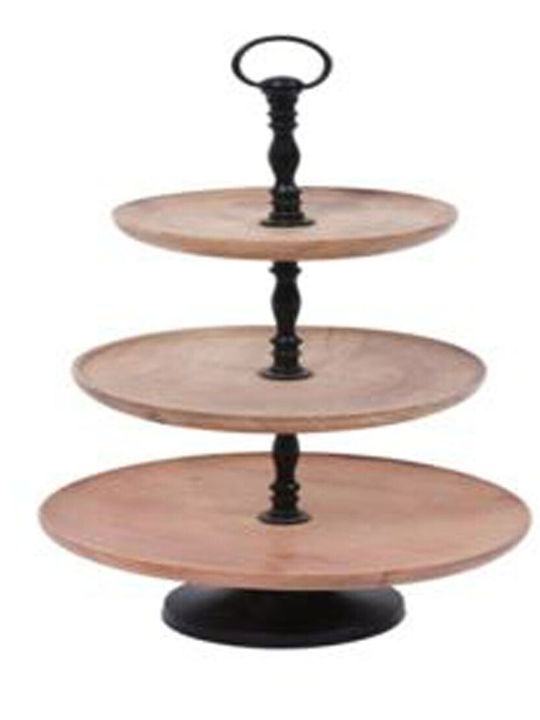 InTheBox Metallic Dessert Tower Stand with 3 Tiers Nikisi Stand Beige Ø30cmxY63cm