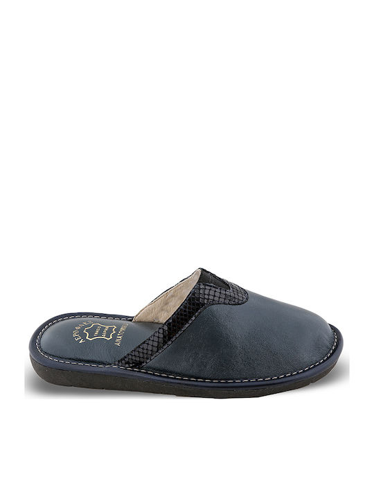 Anatomical Leather Women's Slippers Blue