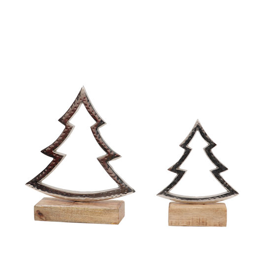 Weihnachtsdekoration Baum Dreieckig 14cm Silber 6Stück Eira
