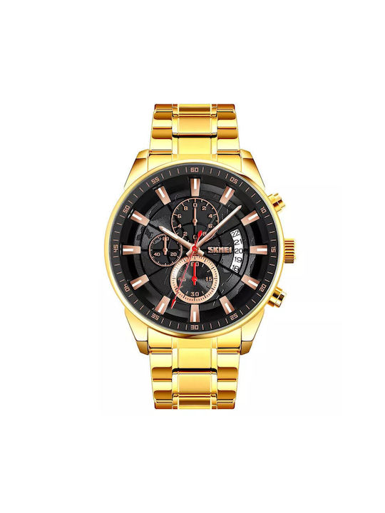 Skmei Watch Chronograph Battery with Gold Metal Bracelet