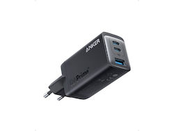 Anker Încărcător Fără Cablu GaN cu Port USB-A și 2 Porturi USB-C 65W Livrarea energiei Negruς (735 GaNPrime 65W)