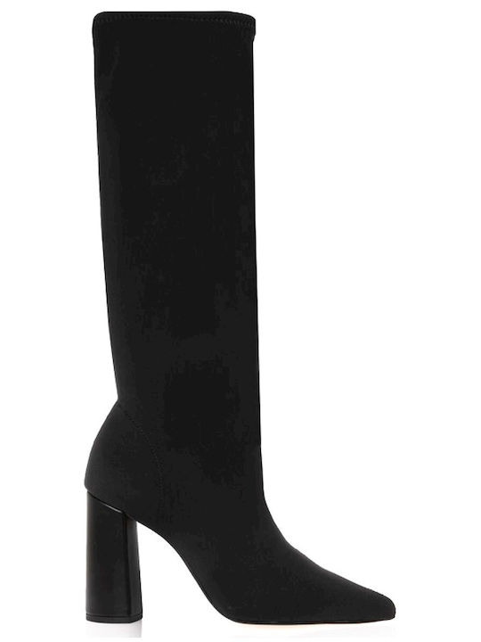 Sante Suede Γυναικείες Μπότες με Ψηλό Τακούνι Μαύρες