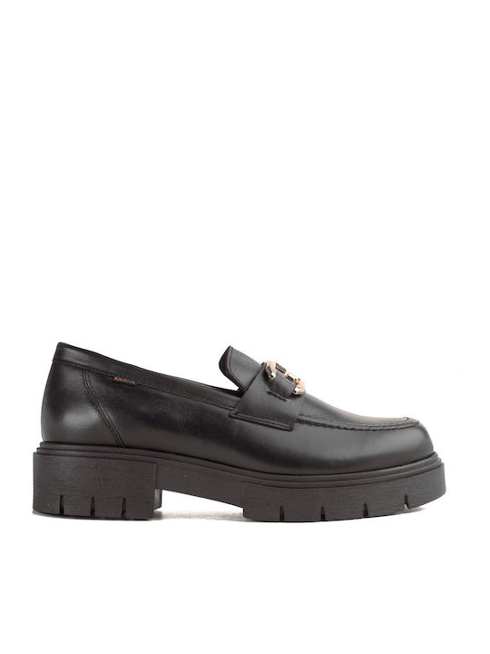 Leather Women's Moccasins in Black Color