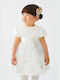 Abel & Lula Kids Dress Tulle Polka Dot Short Sleeve Beige