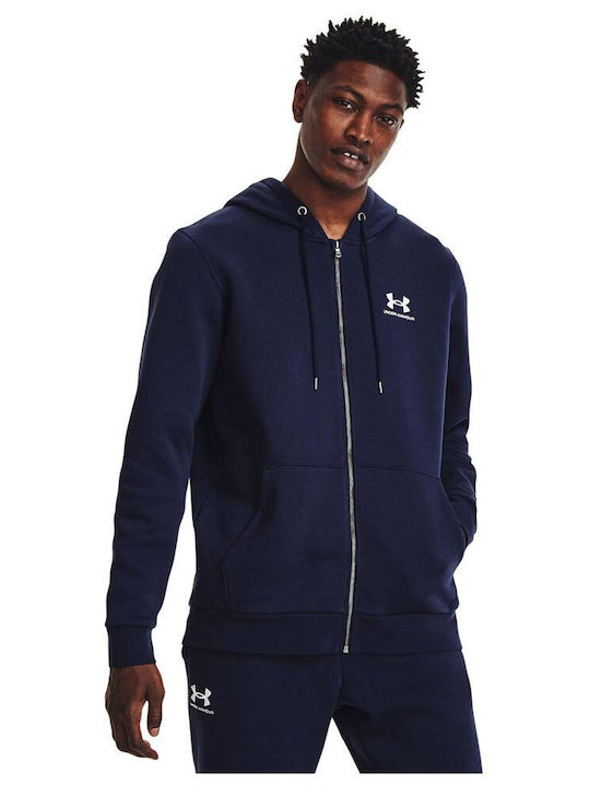 Under Armour Essential Men's Sweatshirt Jacket with Hood and Pockets Navy Blue