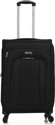 Diplomat ZC444 Medium Travel Suitcase Fabric Black with 4 Wheels Height 68cm