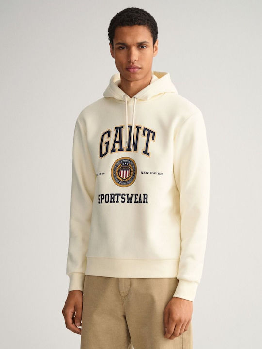 Gant Crest Shield Sweatshirt with Hood Beige