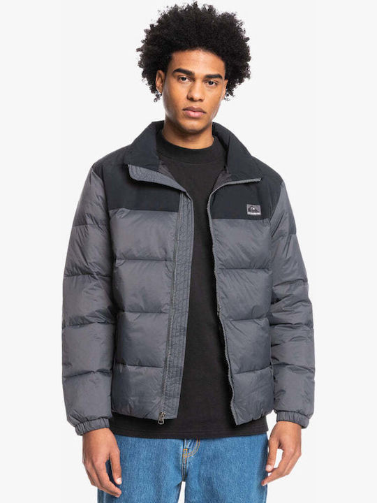 Wolf Shoulder Colourblock Winter Jacket Puffer Gray