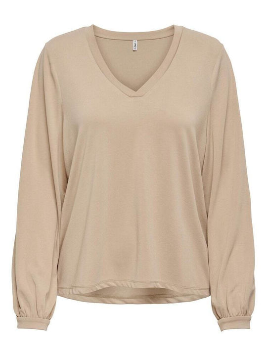 Only Winter Women's Blouse Long Sleeve with V Neck Nomad