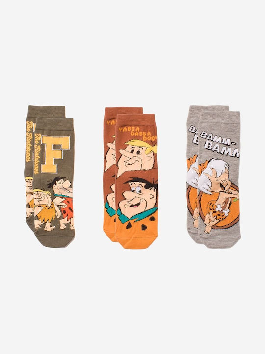 Warner Bros Boys 3 Pack Knee-High Socks Flintstones Multicolour