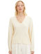 Tom Tailor Women's Long Sleeve Pullover with V Neck Soft Buttercream