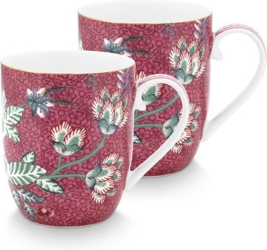 PiP Studio Flower Festival Чаша от Порцелан Dark Pink 145мл 2бр