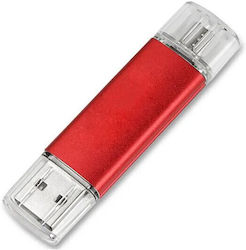 01786 32GB USB 2.0 Stick with connection USB-A & micro USB-B Red