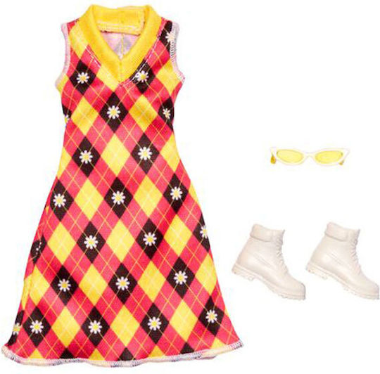 Barbie Diamond Pattern Ρούχα για Κούκλες Diamond Pattern Κίτρινο - Ροζ για 3+ Ετών