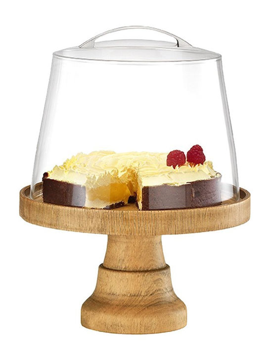 Wooden Cake Stand 25cm with Stand 12cm, Birch with Eco-friendly Oil, (Without Lid) GARIBALDI UWS01-2412