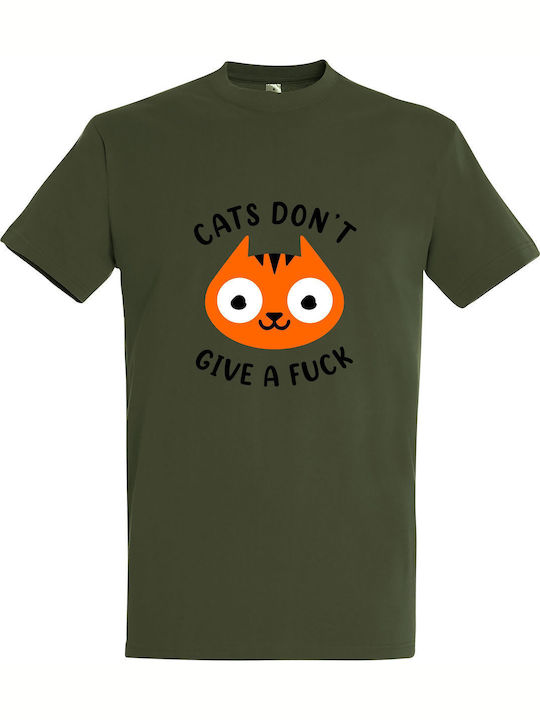 T-shirt Unisex " Cats Dont Give A Fuck ", Army