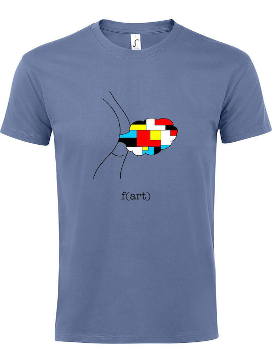 T-shirt Unisex " Fart Art Mondrian Painting ", Blue Indigo