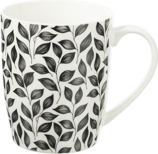 Floral Κούπα Κεραμική Μαύρη 330ml
