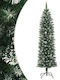 Snowy Christmas Slim Green Tree with Metallic Base H150cm