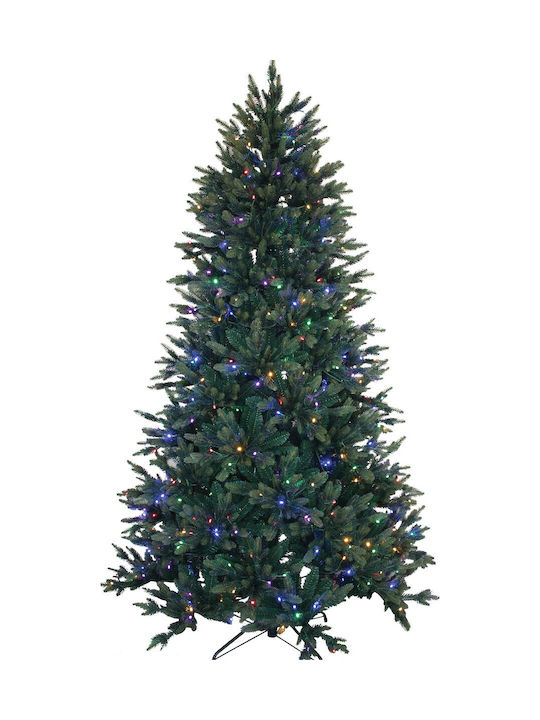 RGB Christmas Green Tree with Metallic Base and LED Lighting H240cm