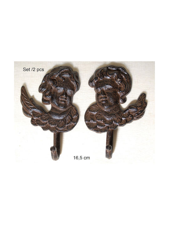 Royal Art Collection Antique Metal Wall Hanger 2 Hooks Bronze 16.5cm 2 Pieces