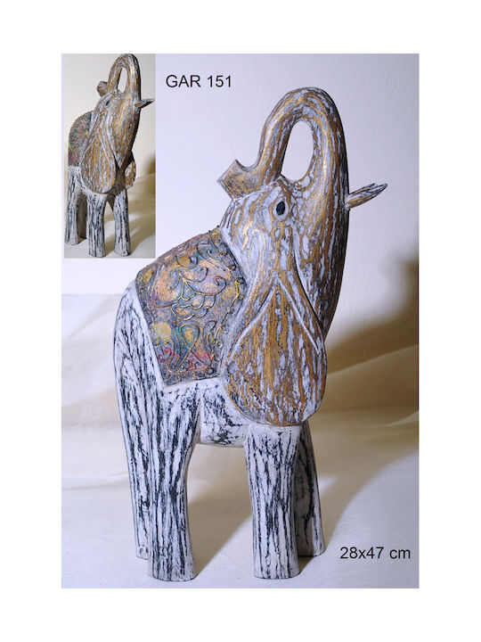 Royal Art Collection Decorative Elephant made of Wood 28x47cm 1pcs