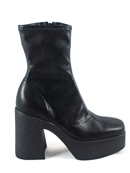 Leder Stiefeletten Damen Schwarz